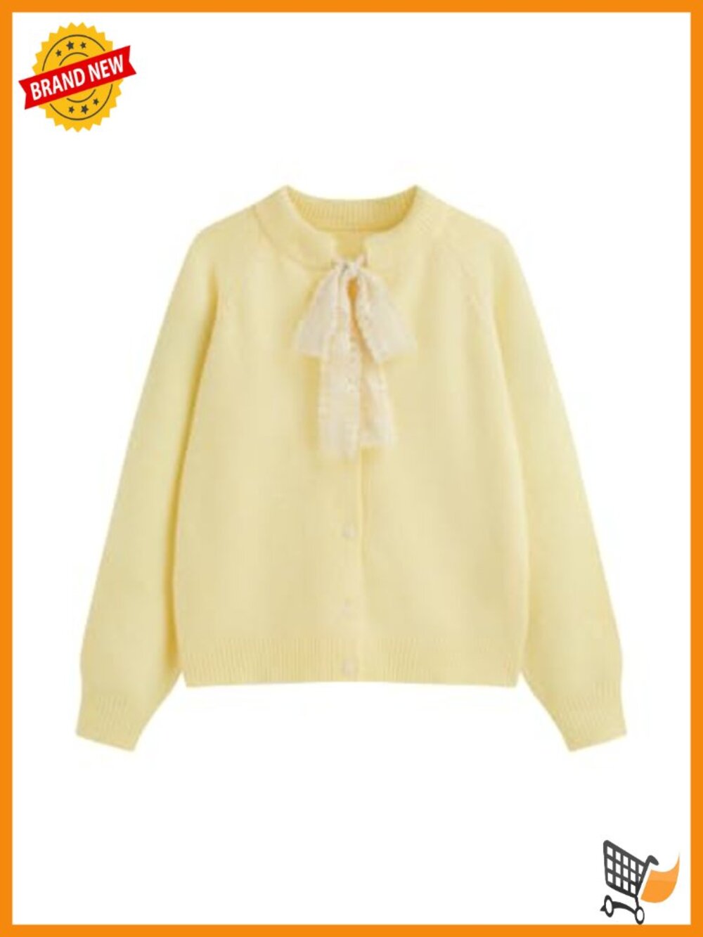 Wool Knit Cardigan Long Sleeve Button Lace Bowknot Sweater